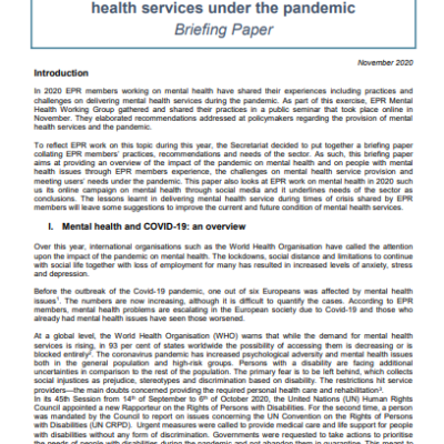 Covid-19 and Mental Health: Delivering Mental  Health Services Under the Pandemic