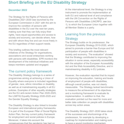 EPR Short Briefing on the EU Disability Strategy