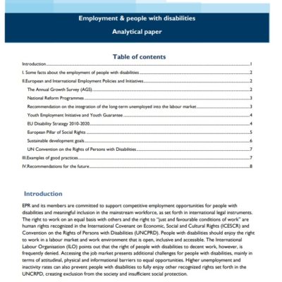 EPR Analytical Paper on Employment of People with Disabilities