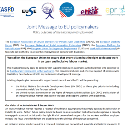 Employment of People with Disabilities: Joint Message