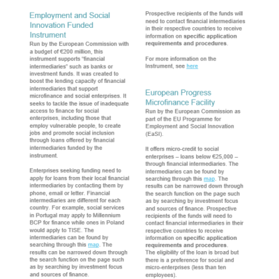 Briefing: Sources of Finance for Social Enterprises