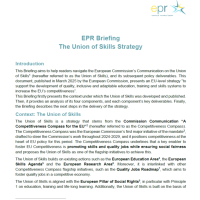 EPR Briefing – The Union of Skills Strategy