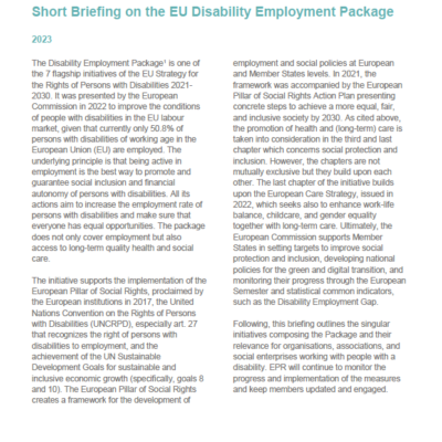 Short Briefing on the EU Disability Employment Package