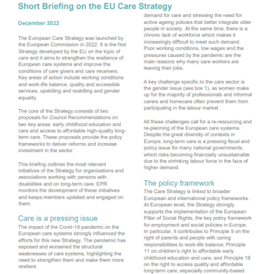 EPR Short Briefing on the EU Care Strategy